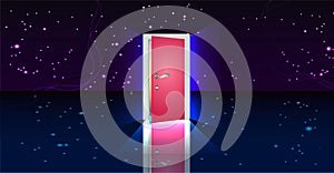 The Red Door to Space. Surreal vector illustration